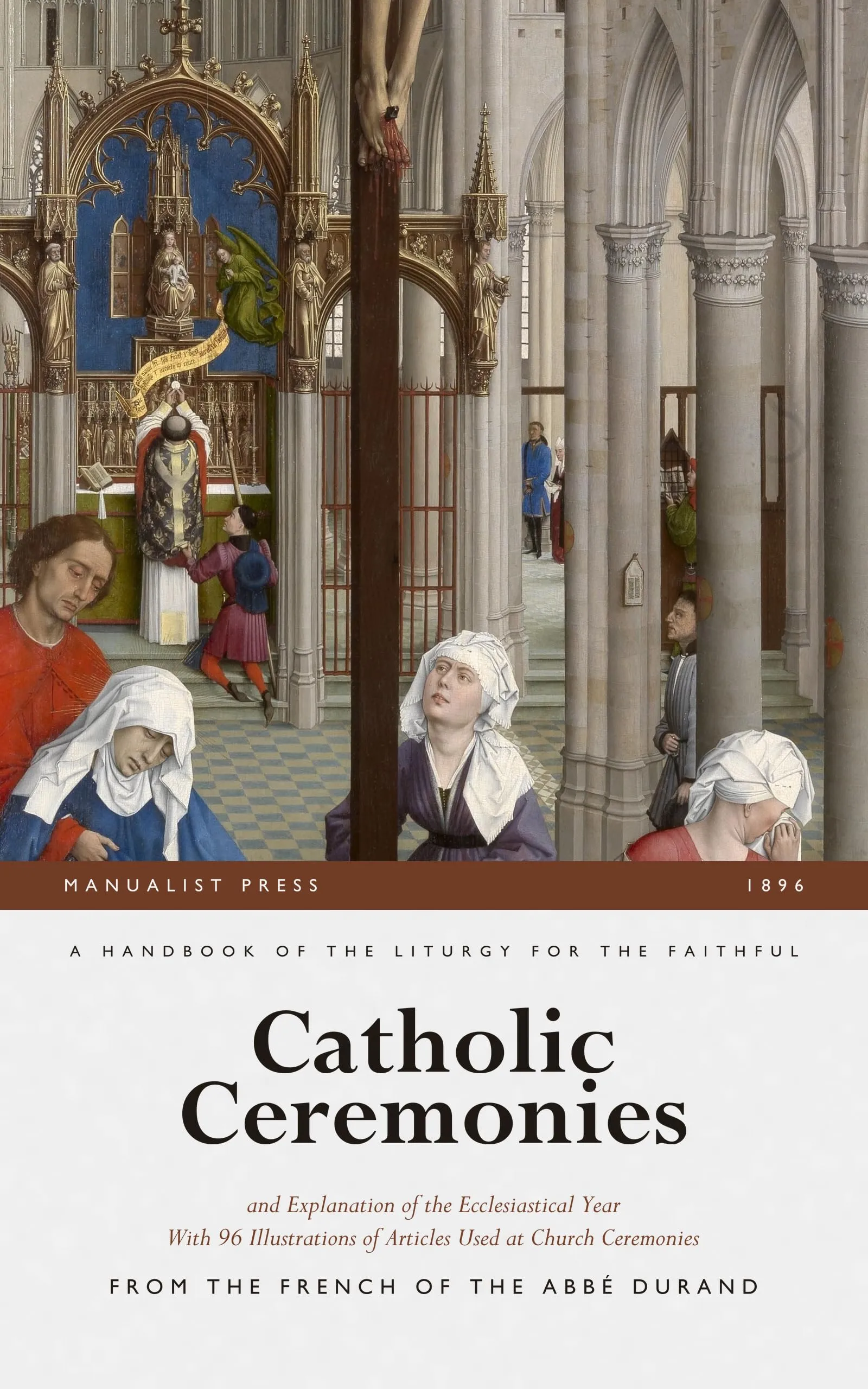 Cover of Catholic Ceremonies, showing a congregation at Mass in a Gothic church