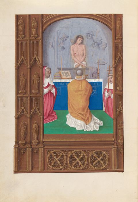 The Mass of St. Gregory, illumination from the Hours of Queen Isabella the Catholic