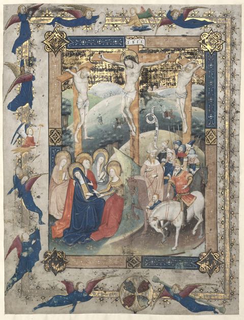 The Crucifixion, frontispiece to the Canon of a missal, illumination by Master of Otto van Moerdrecht