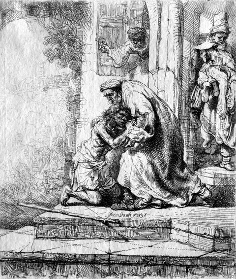 Return of the Prodigal Son, etching by Rembrandt