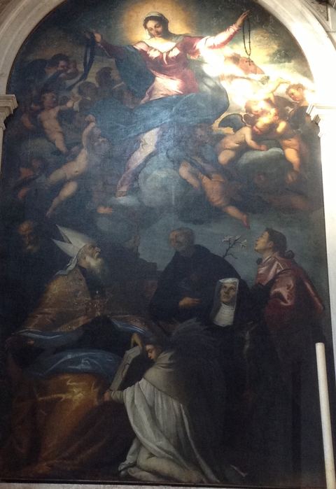 Madonna of the Girdle with Saints Augustine and Monica, painting by Leonardo Corona