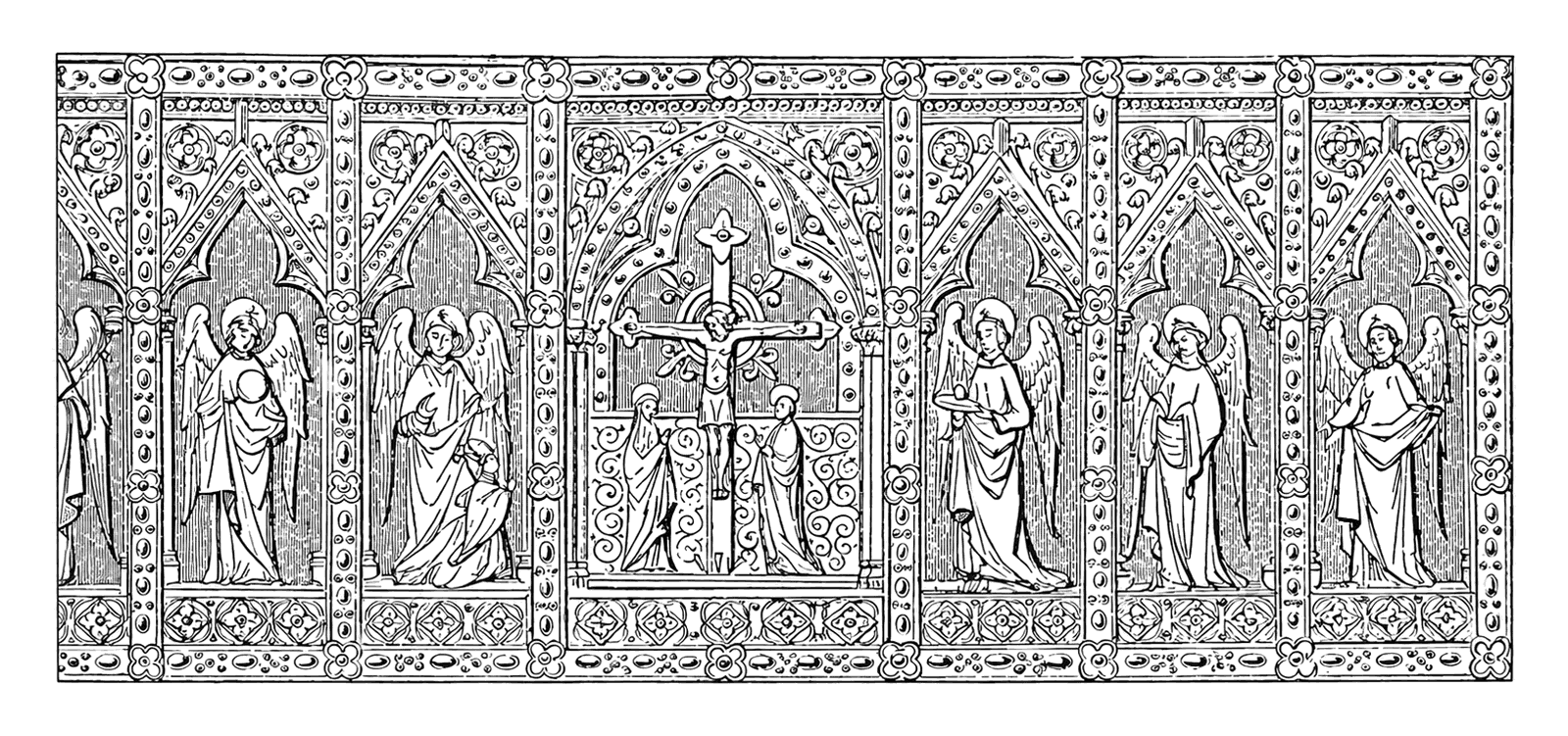 Antependium.—Hangings or panels for the front of the altar.