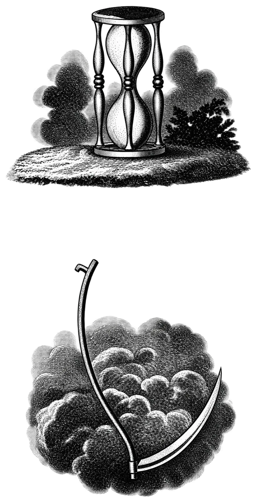 Figure: Hour-glass and scythe.
